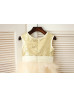 Gold Sequin Champagne Ruffled Tulle Cute Flower Girl Dress